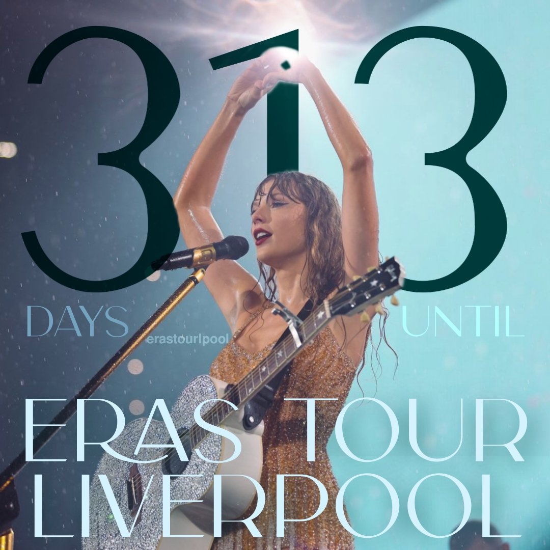 ErasTourLpool's tweet photo. ⏰️|| It's just 313 days until Taylor kicks of #TSTheErasTour at Anfield Stadium on the 13th June!! We can't wait to see you guys there 🫶🏻 https://t.co/MTV3uPHdZS
