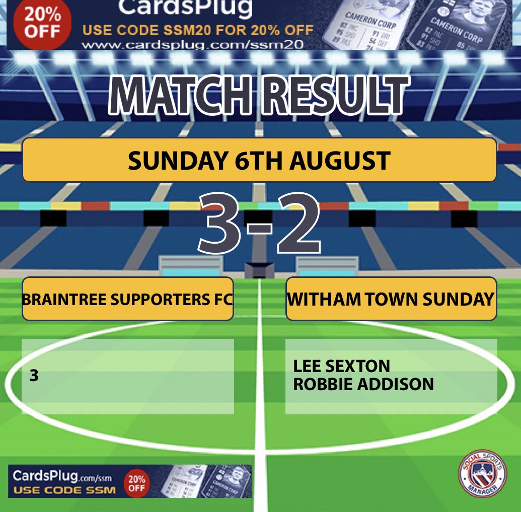 Could’ve been 15-3. 2 very poor keeper errors and a shocker in front of goal today was the difference. We move on. Cheers to @BraintreeTownSS good luck for the season #UpTheTown