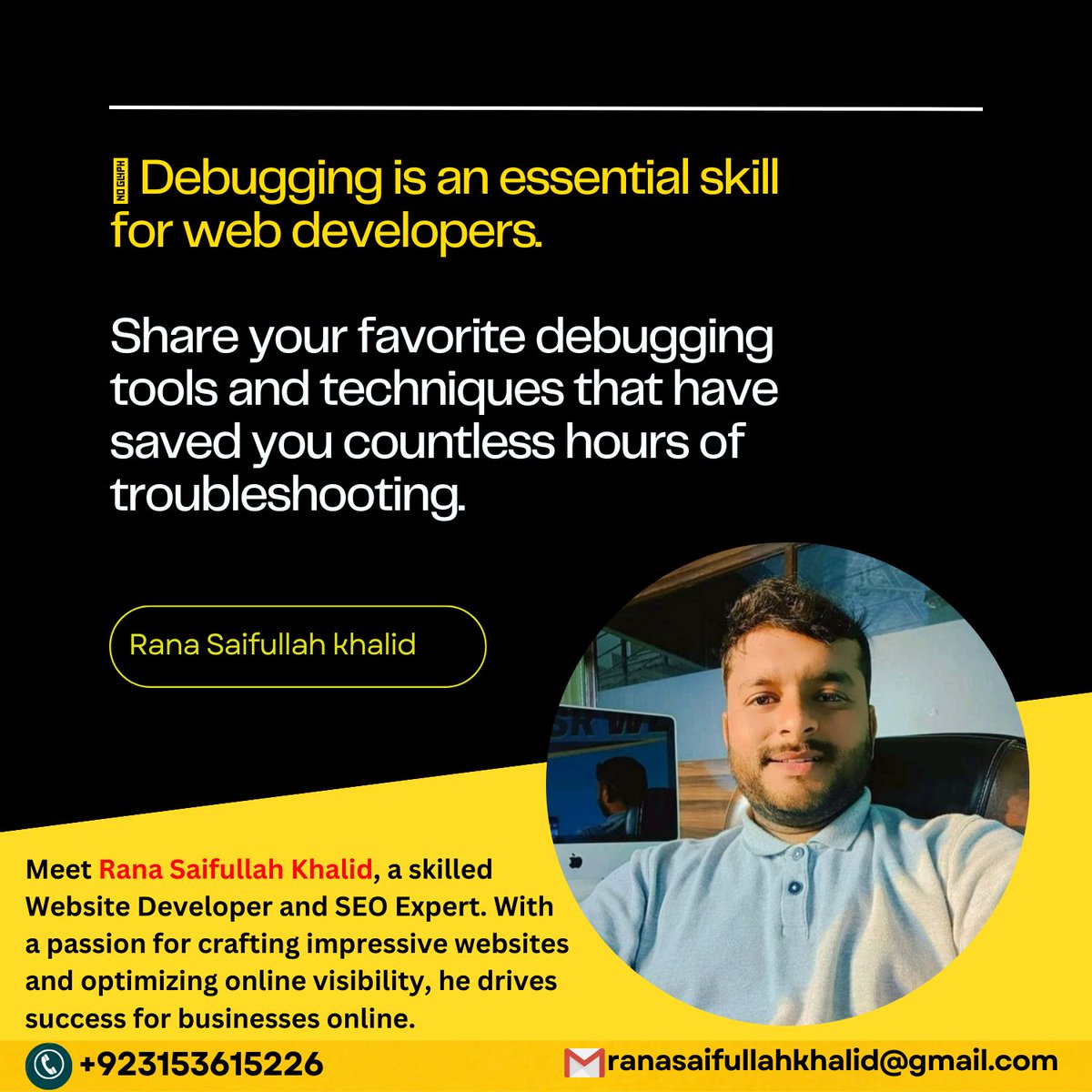 RanaSaifullahK's tweet image. 🔧 Debugging is an essential skill for web developers. Share your favorite debugging tools and techniques that have saved you countless hours of troubleshooting. #DebuggingHacks #WebDevTips #rsaifk #srwebx