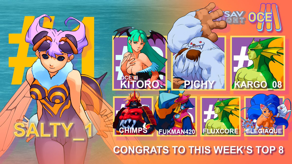 Congrats to this weeks top 8 for VSAV Night!

1. Salty_1
2. <a href="/Kitoro_/">Kitoro</a> 
3. @Pichy_and_Pals 
4. <a href="/Kargo_06/">Kargo</a> 
5. <a href="/chimps121/">chimps</a> / fukman420
7. <a href="/lanosk/">LN</a> / <a href="/zosima_3rd/">zosima</a>