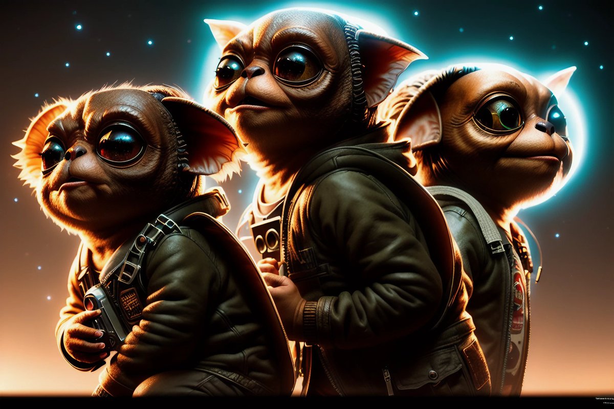 POPfusionGalaxy's tweet photo. Today, we will fuse two completely different fantastic universes, namely E.T the extraterrestrial and Gremlins! 

#artificialintelligence #ai #realistic #aesthetic #geek #popculture #famous #character #iconic #creative #ettheextraterrestrial #et #gremlins https://t.co/G7VKWGEYOi