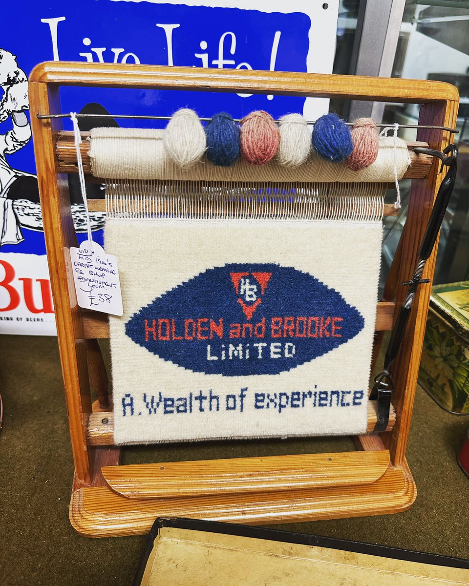 astraantiques's tweet photo. Mid 1900’s carpet weaving company shop advertisement loom. # #vintageshopdisplay #antiqueadvertising #shopadvertising #loom #holdenandbrookelimited #astraantiquescentre #hemswell #lincolnshire #antiquescentre https://t.co/XaL54fHHc6