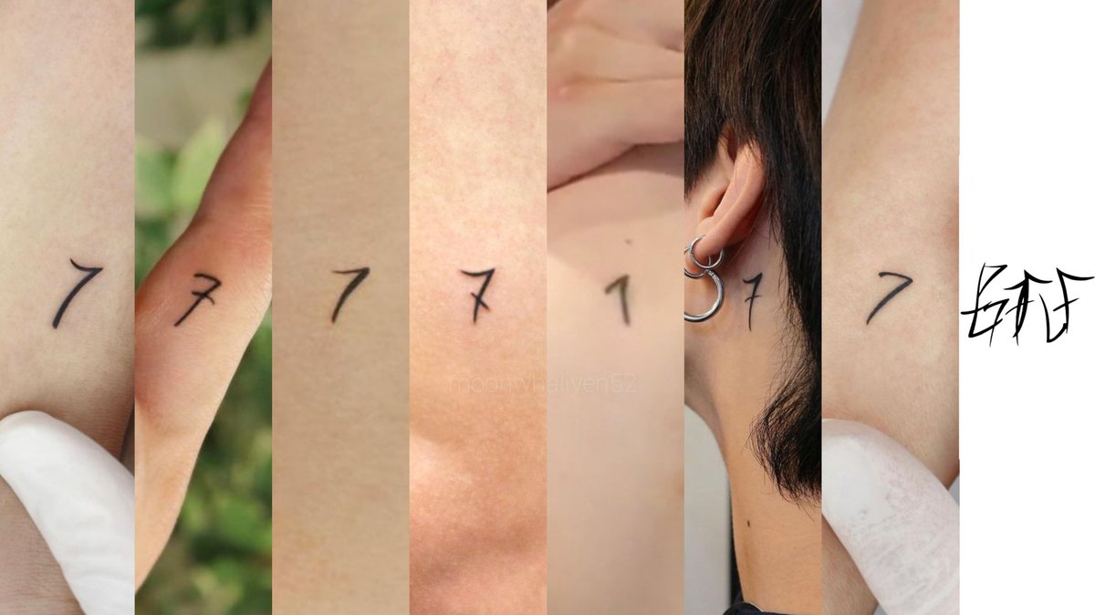 It'll always amaze me how the hyungs 7 are straightforward and bold while the maknae's 7 has the strikethrough which kinda looks like arms that connects all the 7s together🥹💜 Polyc's tattoo design is so meaningful💯🔥
#BTS #7TATTOO