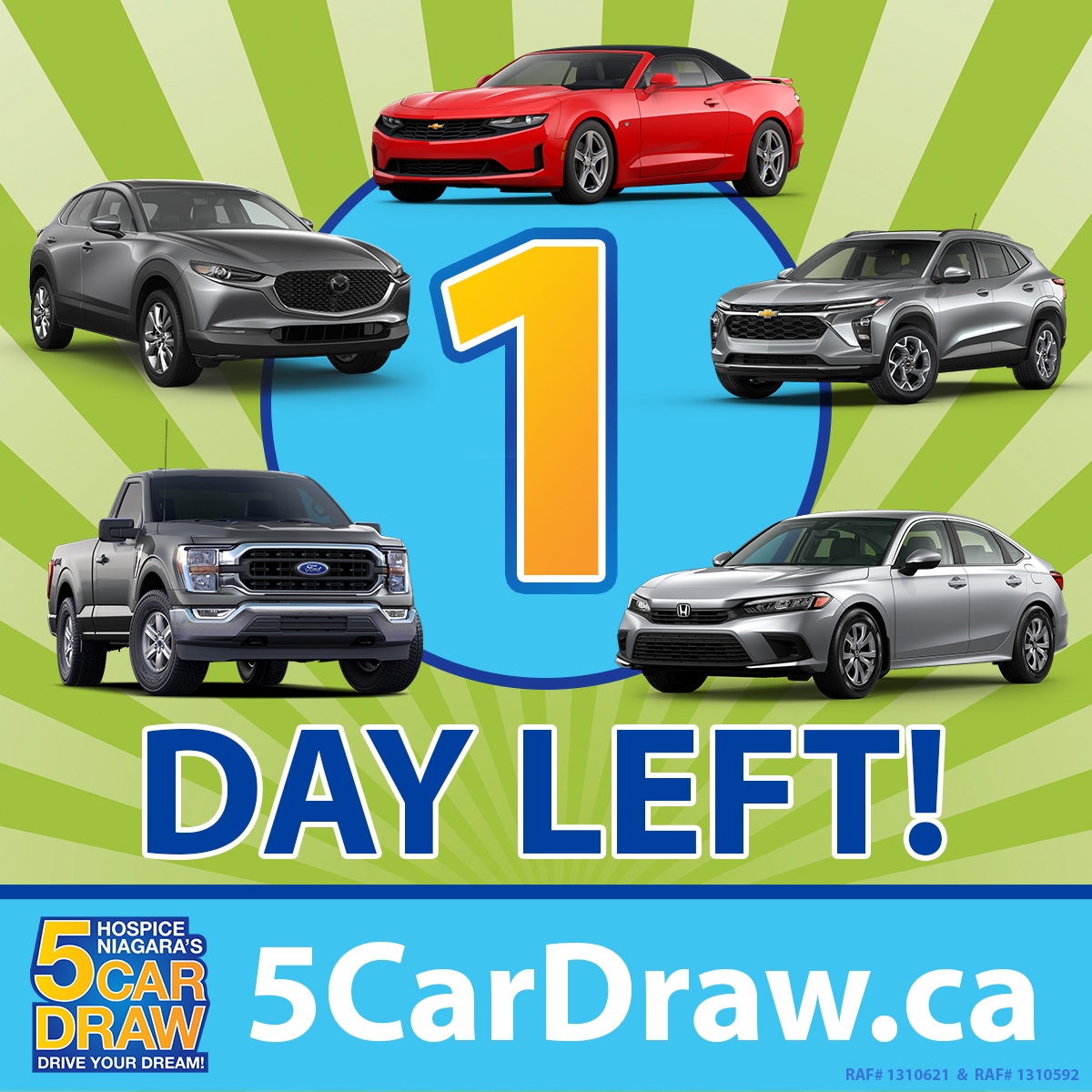 HospiceNiagara's tweet photo. Hurry, you are almost out of time!
We have 1 DAY until our GRAND PRIZE DRAWS AND 50/50 JACKPOT!
If you don’t have tickets - get them now at https://t.co/bolryXfFkX
#5CarDraw #Cars #WinACar #5050 https://t.co/rWcRIyePZ2