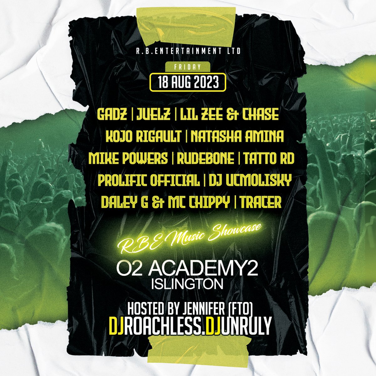 Come witness some of the greatest emerging performers in the music scene with <a href="/rbentuk/">R.B.Entertainment</a>! Don't miss out when Mike Powers, Prolific Official, Gadz, Kojo Rigault, Natasha Amina, DJ Ucmolisky and more hit our stage here on Fri 18 Aug! 🎵

Grab your tickets 👉 amg-venues.com/7cEW50PsIZ6