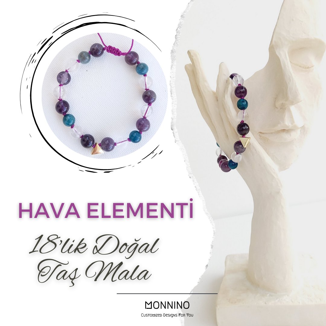 monninostore's tweet photo. 18'lik Mala | Hava Elementi 🌬

Hava elementi, ♊️ #İkizler, ♎️ #Terazi ve ♒️ #Kova burcunu yönetir.

18'lik Mala Tasarımımız, hava elementini dengeleyen #Ametist, #Apatit ve #KristalKuvars doğal taşları ile tasarlanmıştır.

#Monnino #CustomizedDesignsForYou https://t.co/kUXsH82oVF