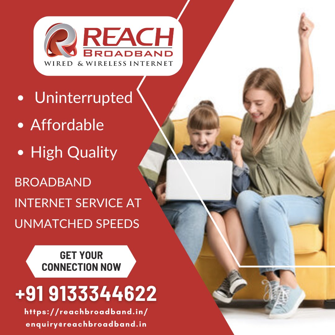 #ReachBroadband #UninterruptedInternet #AffordableRates #HighQualityService #SeamlessBrowsing #StreamingQuality #AffordableSolutions #OnlineExperience #BestDeals #ReliableService #ConnectWithUs #VisitOurWebsite #BroadbandConnections #FastInternet #QualityConnectivity