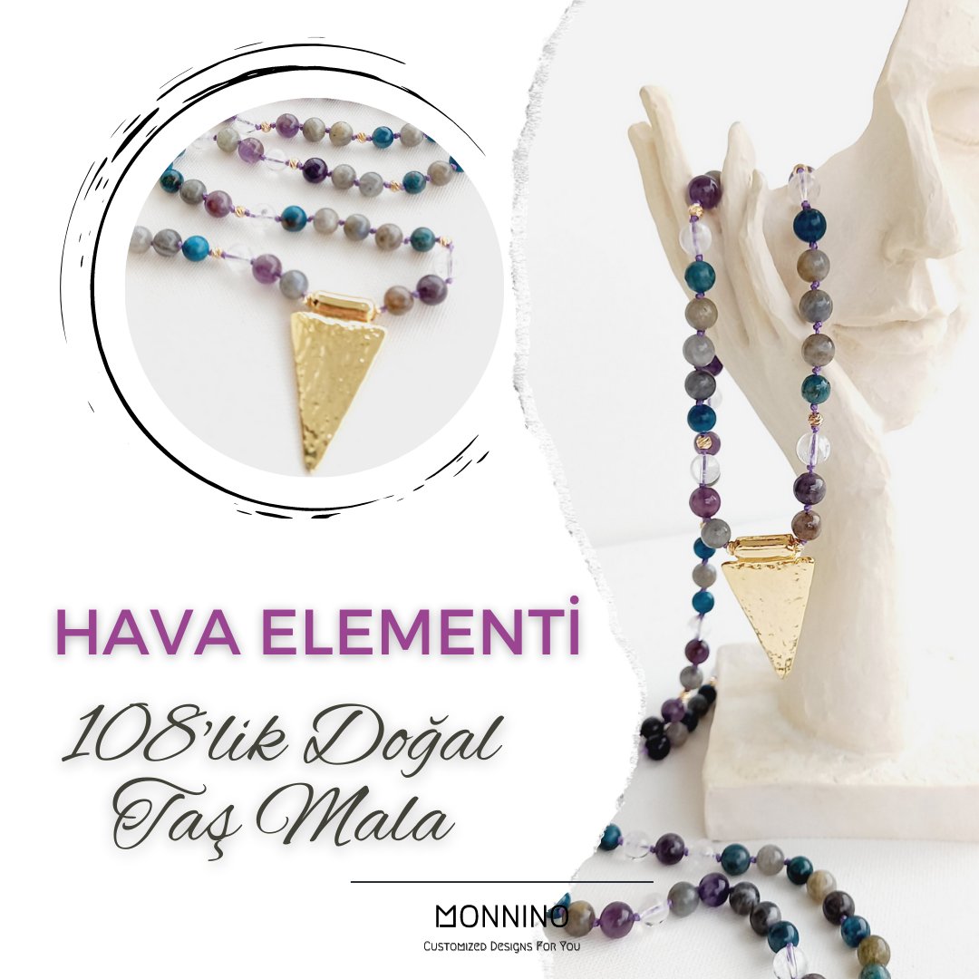 monninostore's tweet photo. 108'lik Mala | Hava Elementi 🌬

Hava elementi, ♊️ #İkizler, ♎️ #Terazi ve ♒️ #Kova burcunu yönetir.

108'lik Mala Kolyemiz, hava elementini dengeleyen #Ametist, #Labradorit, #Apatit ve #KristalKuvars doğal taşları ile tasarlanmıştır.

#Monnino #CustomizedDesignsForYou https://t.co/qlWV3GpXrq