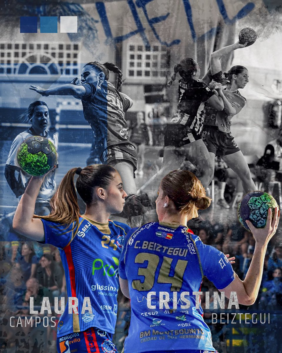 BMMontequinto's tweet photo. 📢RENOVACIONES | ¡Laura Campos y Cristina Beiztegui renuevan un año más con Balonmano Montequinto!💙
¡A por una temporada apasionante con una mezcla de veteranía y juventud!💪🏼
#renovadas #dhpfem #ilusion #sienteellatidoazul https://t.co/YVjwkp7PL8