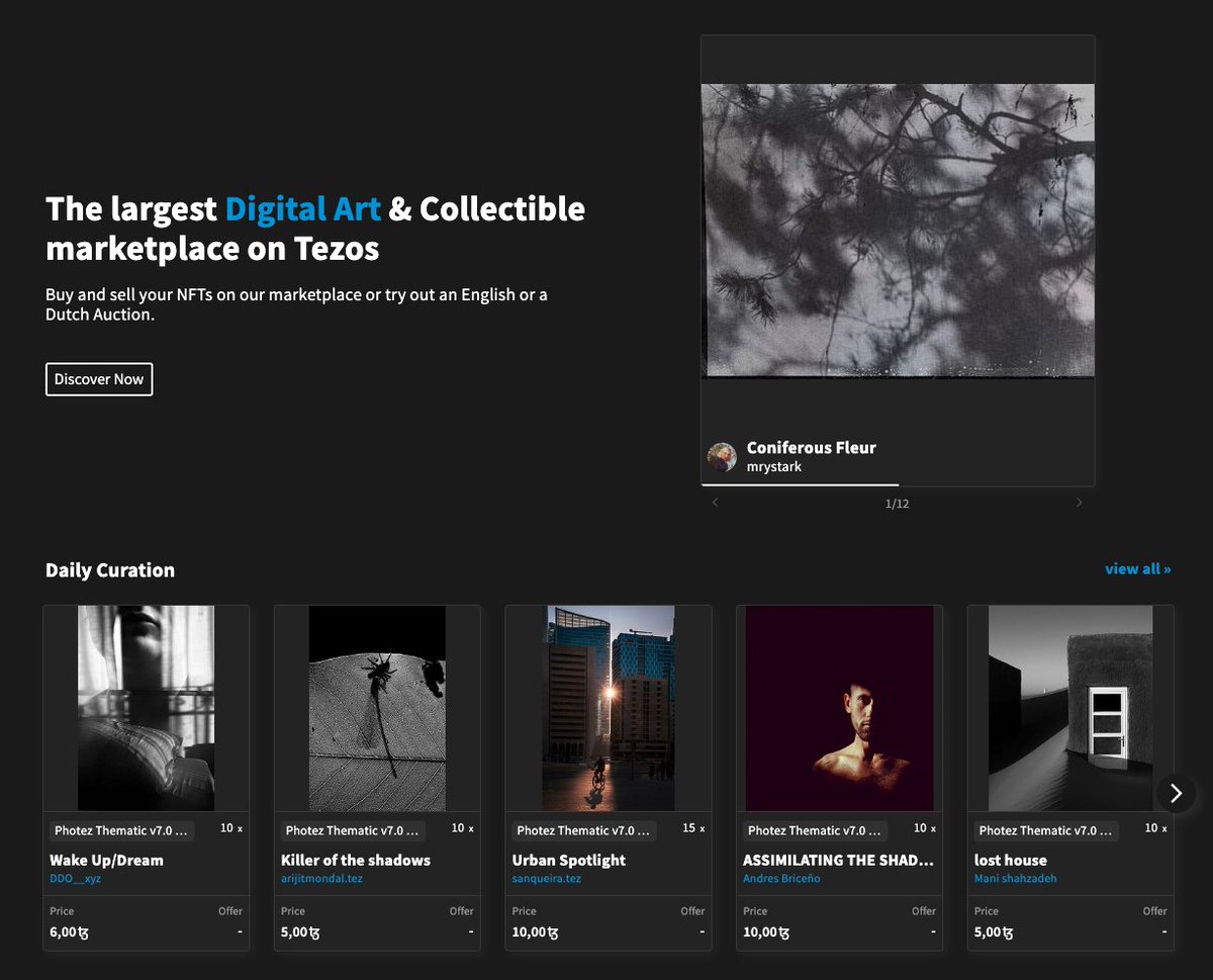 objktcom's tweet image. .@photezNFTs is a community of photographers on tezos. The front page today presents a few pieces from their 7th Thematic Collection: &quot;Shadows&quot;

Thread 🧵

#objktdailycuration