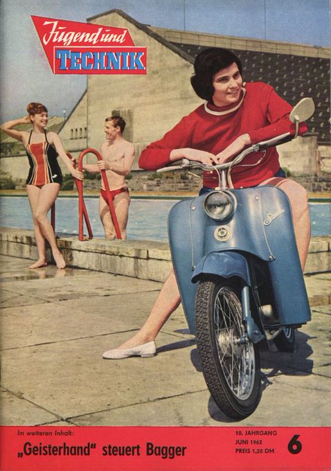 An intriguing mix of messages on the cover of the GDR magazine 'Jugend und Technik' from June 1962.