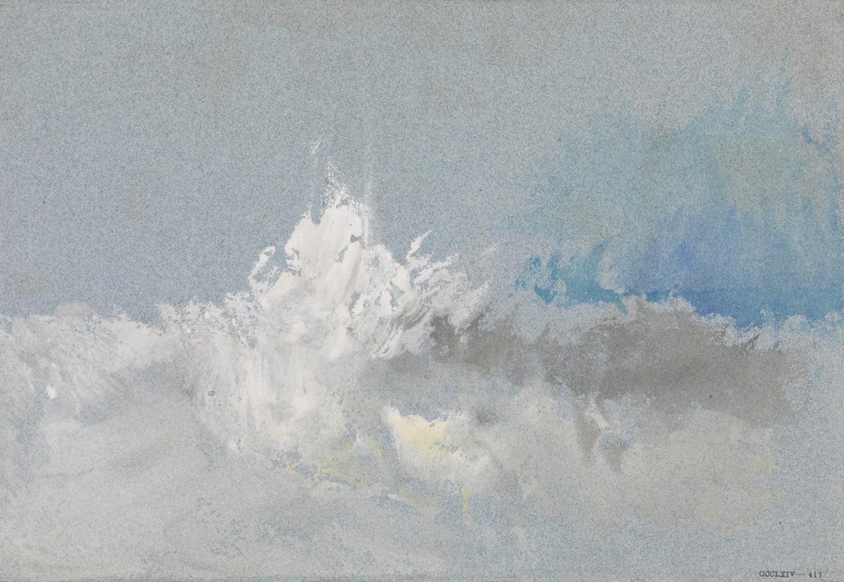 J.M.W. Turner painted the sea and the sky more than anything else in his lifetime. He was always looking up, so much so that in his paintings it sometimes seems that our planet is but a platform from which to see the sky. 💙

J.M.W. Turner, Sea and Sky, English Coast 1832 ☁️
