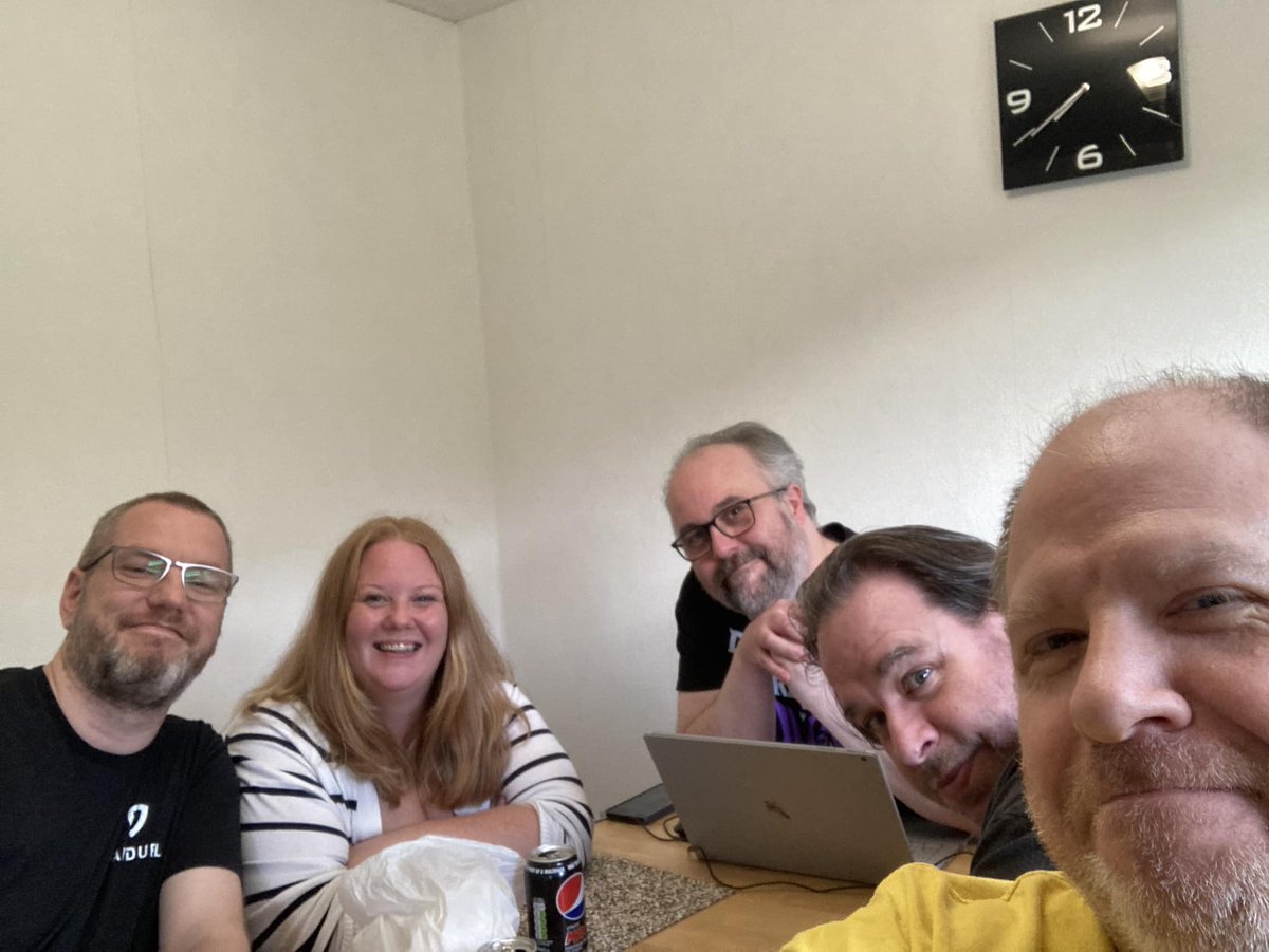 TabletopScot's tweet photo. Thursday's team meeting covered:
How many elastic bands do we need for the bring &amp; buy?
Do we have enough rolls of paper streamers for Walk The Plank?
Should we use codenames for our walkie talkies?
#TTS2023 #TTRPGs #RPGs #DnD5e #Pathfinder #RPGLifeUK #BoardGames #Crokinole https://t.co/NbDG73aD7V