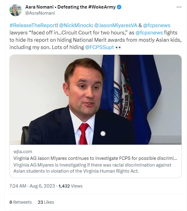 MamaGrizzlyOrg's tweet photo. #AsraTurf said Commend Certs delay @ TJ was INTENTIONAL anti-ASIAN discrimination against HER son. Pal Shawnna Yashar: WHITE womanπ
AG says proof exists only in report, but hasn't done own investigation. Lazy or incompetent?π€
@TJHSSTParents
https://t.co/7F31bWb1x8 https://t.co/OxiMKlTryy