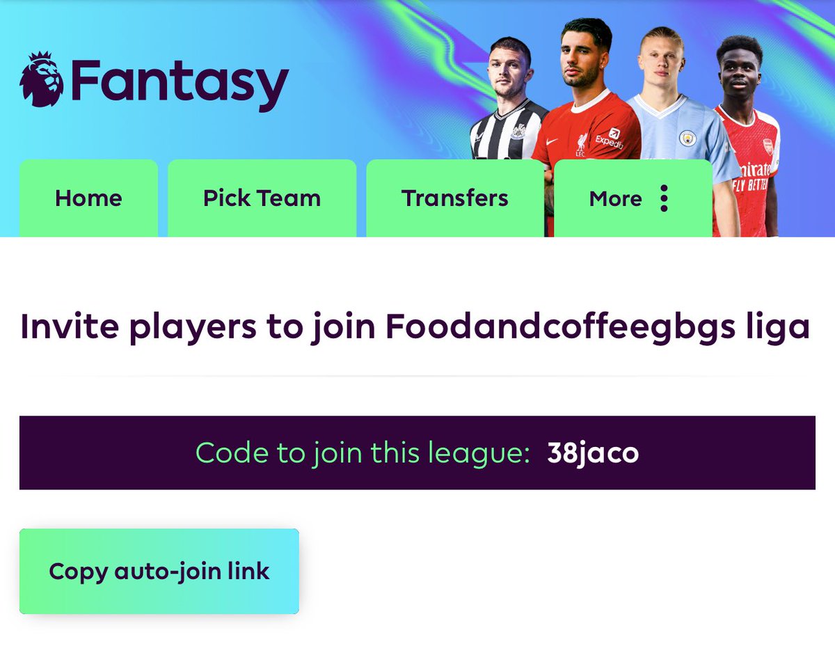 Joina min fantasy-liga! 

Koden är 38jaco och länken till ligan är här: fantasy.premierleague.com/leagues/auto-j…

Något fint matpris utlovas till vinnaren 👀