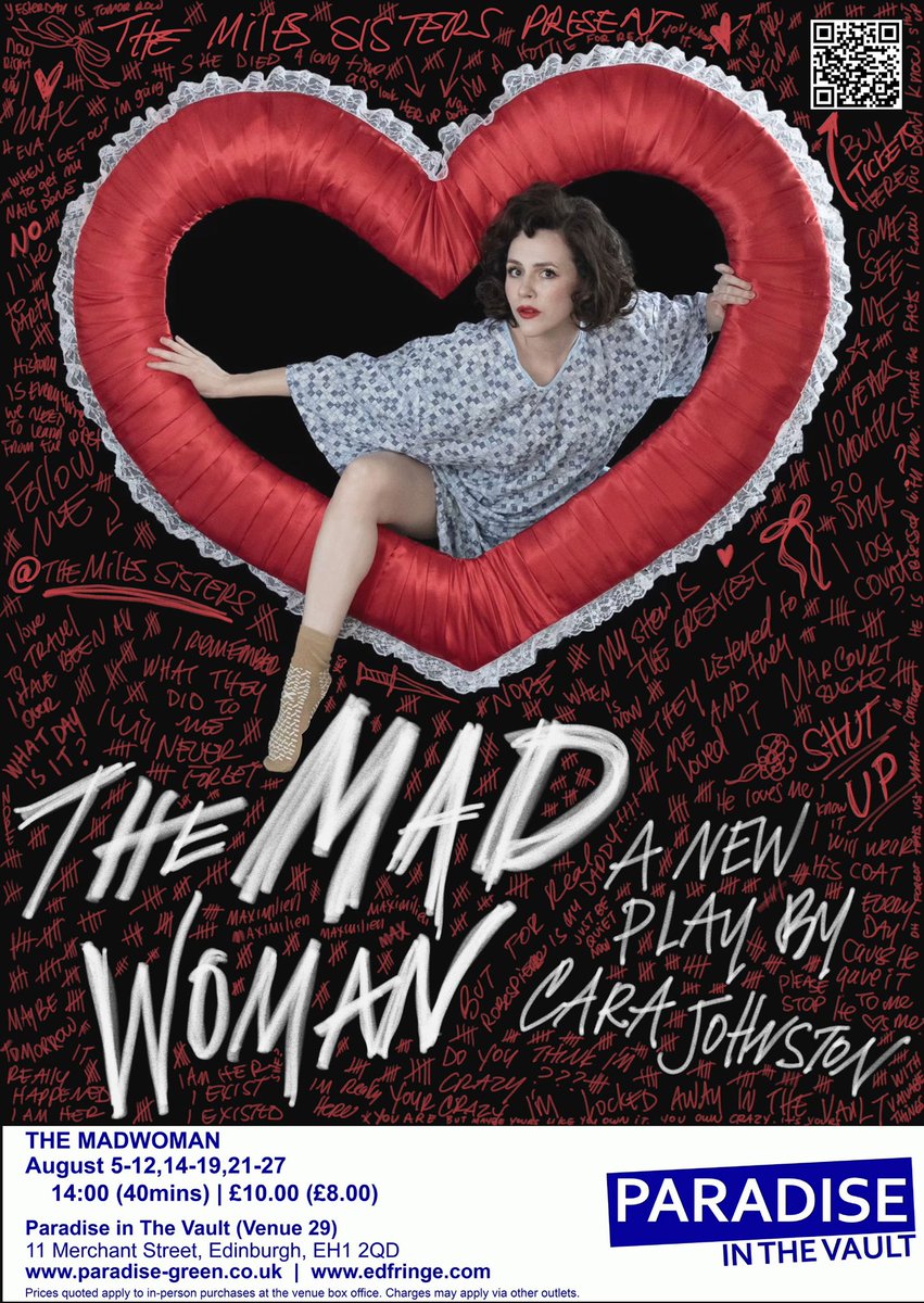 sisterjohnston's tweet photo. I have a reviewer coming on Monday at 2 PM &amp; currently zero ticket sales… I have 5 vouchers to give out for a free ticket. Help a madwoman out. I need some people in the seats! DM me! 

THE MADWOMAN
📍Venue 29, Paradise in the Vault
⏰ 14:00 (40mins)
🎟️ https://t.co/zr4CGrSK3S https://t.co/HBsQ7TVkhd