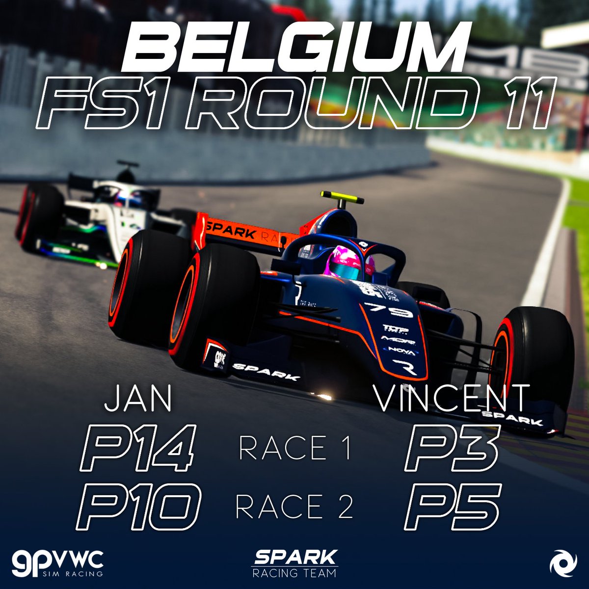 Finally it was time for Vincent to shine and although Tom could not be there, Jan was able to score important points for the team. #gpvwc #FS1 #Simracing #eSports #spa #BelgianGP #top