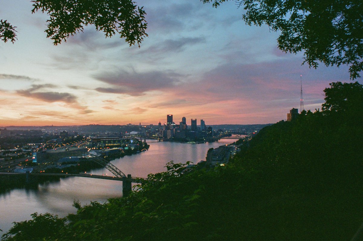While I was gone I got some film scans back, and I've been so anxious to see the images from this sunrise over #Pittsburgh. After seeing the color was going to be behind the city, I raced to the West End. These images are only about 10 minutes apart.

Nikon F4 + Porta 400
