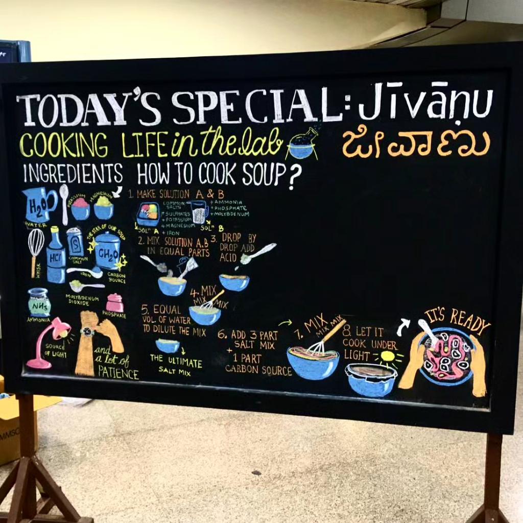 SciGalleryBlr's tweet image. Have you heard about the Soup of Life? 
Jīvāṇu by Nayan Chakraborty, Harshini Sangle, Malavika Anilkumar, @stpalli and supported by @NCBS_Bangalore will explore that and more! 

PS - Tag us if you spot this anywhere #inthecity! 

#carbon #artistfeature #sciencemeetsart 

(1/2)