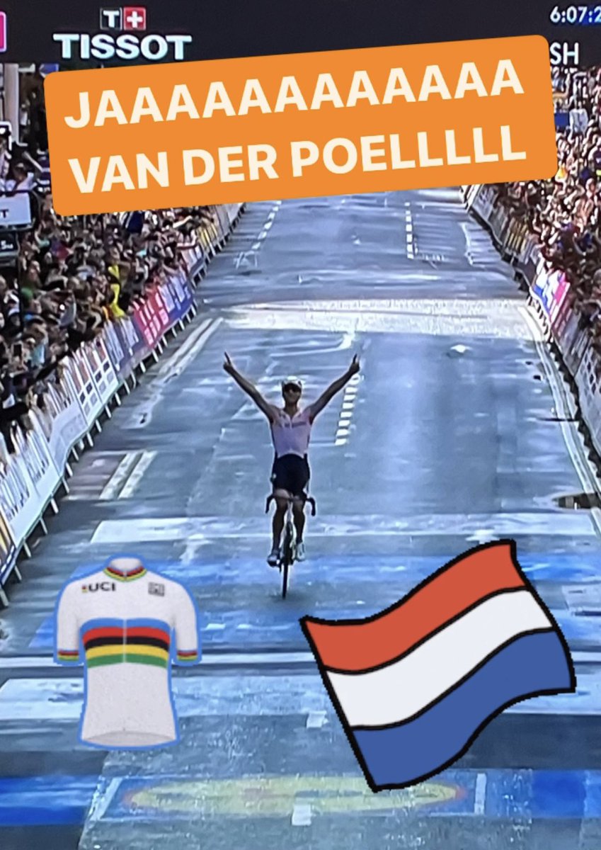 JAAAAAAAAAA VAN DER POEL 
Wat een held 🇳🇱🚴🏻‍♂️
#Wereldkampioen2023 #Glasgow2023  #mvdp #held