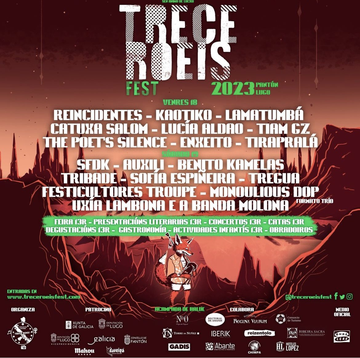 Los días 18 y 19 de agosto en <a href="/concellopanton/">Concello de Pantón</a> <a href="/TreceRoeisFest/">Trece Roeis Fest</a> con <a href="/reincidentesofi/">Reincidentes</a> <a href="/SFDKoficial/">Sfdk</a> <a href="/kaotikooficial/">KAOTIKO OFICIAL</a> <a href="/catuxasalom/">Catuxa Salom</a> <a href="/Benitokamelasof/">Benito Kamelas</a> <a href="/treguarock/">TREGUA</a> <a href="/enxeito/">enxeito</a> <a href="/monoulious_dop/">🅼🅾🅽🅾🆄🅻🅸🅾🆄🆂 🅳🅾🅿</a> y mucho más, info: galiciaenconcierto.com/evento/trece-r…