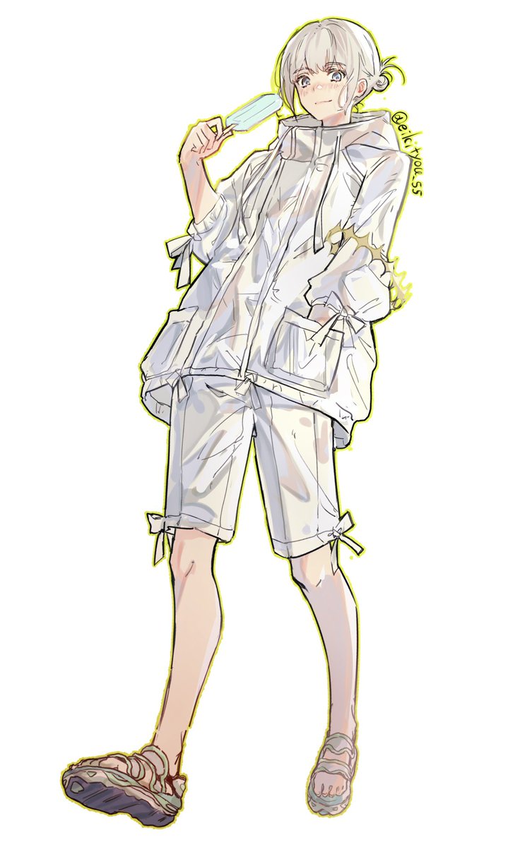 solo food white shorts shorts white background full body sandals  illustration images