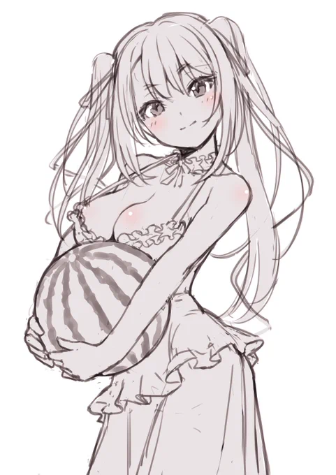 らくがき「少女とスイカ」