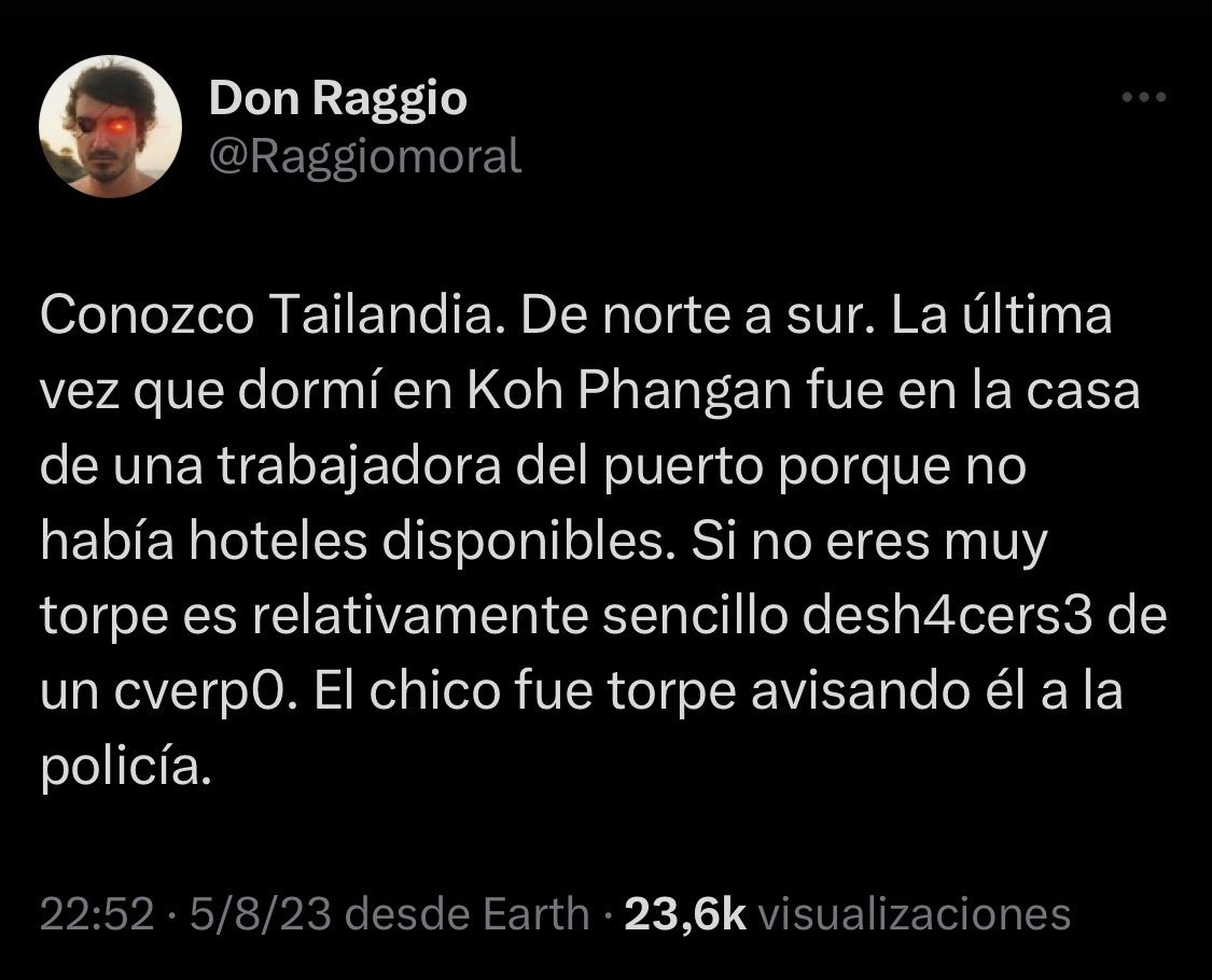 No entiendo muy bien la relación que hay entre dormir en casa de una trabajadora de un puerto y comentar, a renglón seguido, que en Tailandia es fácil deshacerse de un ca...oh, wait!