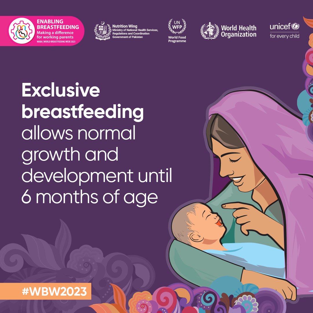 UNICEF_Pakistan's tweet image. It’s #WorldBreastfeedingWeek!
Breastfeeding, started within the first hour of birth, gives babies the best and only nutrition they need in their first six months of life, helping to prevent illnesses and boosting their brain development.
@UNICEFROSA