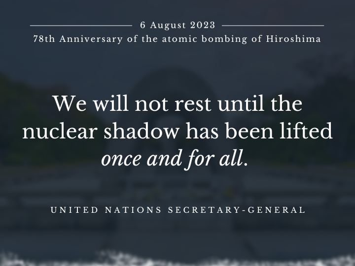 UN_Disarmament's tweet photo. 📍Hiroshima

On the 78th anniversary of the atomic bombing of #Hiroshima, @UN chief @antonioguterres  reminded the world to keep alive the memory of what happened if we are to secure a more peaceful tomorrow.

▶️ https://t.co/iNBLdDPVR5 https://t.co/lMYU7nX0Vx