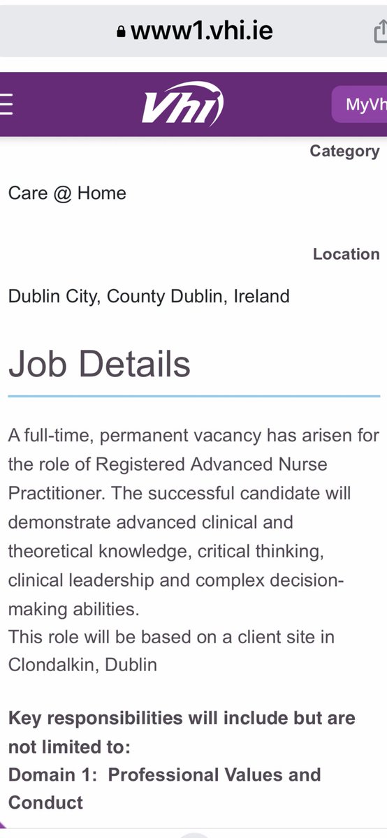 A great opportunity to join the brilliant Vhi Health &amp; Wellbeing team, we are recruiting a registered ANP for the care@home service, see our website careers page for more vhi.ie
