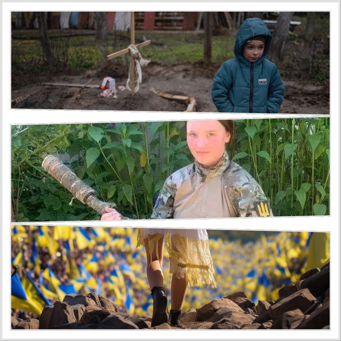 banderafella's tweet photo. ruski tv shouts to kill all of the Ukrainian children, they dont like a girl from east grow up and now she is a ZSU soldier. 
I will tell you a story, based on true events, about a girl and dragons.

Once upon a time, in a not-so-faraway land, there was a girl named Nadya. Her father was her world. He told her stories of knights, dragons, and courage. But one day, the real dragons came. Not the ones from the fairy tales, but those covered in steel, spitting fire, bearing a tricolor emblem.

Her father, like a true knight, went to fight those dragons. But the fairy tales lied. Knights don’t always win. Her father didn’t come back. 

Nadya was left with her mother, in a world that suddenly seemed too big and too cruel. The war roared outside their cellar door, but Nadya found silence more deafening. Her dreams turned into nightmares, playground into a graveyard. 

When she was old enough, she didn’t go looking for a prince. Instead, she picked up her father’s old gear and signed up for training. The look in her mother's eyes was heartbreaking, but Nadya knew this was something she had to do.

Her father's words echoed in her mind every day, "Courage isn’t the absence of fear, Nadya. It’s standing up to it.” And so she did, she stood up to her fear. She became the knight her father would have wanted her to be.

The battlefield isn't a place for fairy tales. There are no happy endings, just moments of respite. But every night, Nadya looks up at the sky, a sky her father once pointed to when he spoke about freedom and peace. 

She fights not out of hate for what’s in front of her, but love for what’s behind her. This isn't just her story, it's the story of many children who have grown up too soon because of this war.

In the world's eyes, she's a soldier. But she's more than that. She's a daughter, a warrior, a beacon of hope. She's a girl who chose to fight dragons. 💔🔥