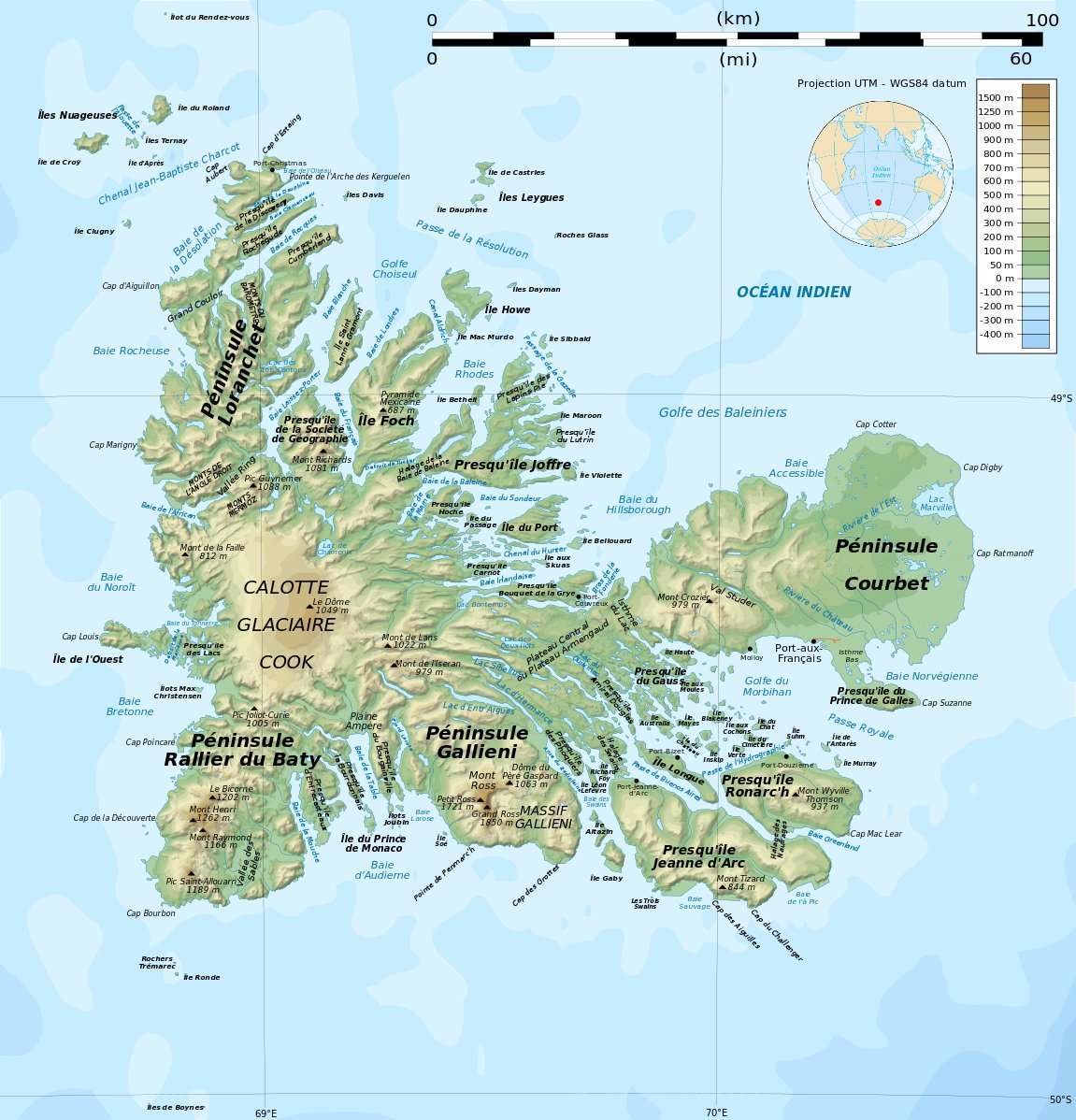 Il y a une exposition assez pédagogique sur les TAAF au musée d'histoire naturelle de Tours et je n'avais jamais remarqué à quel point la toponymie est monothématique sur Kerguelen :
🇹🇫