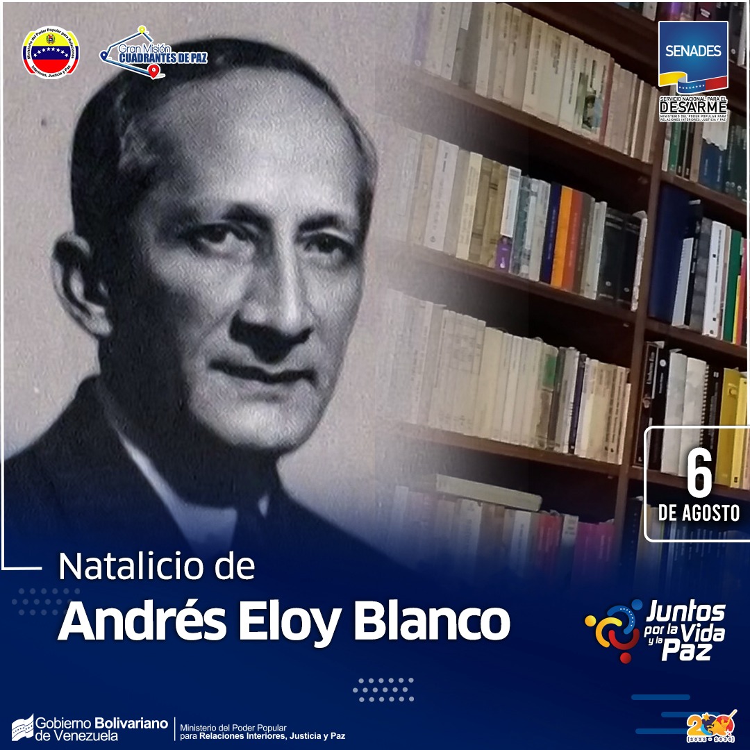 #Hoy celebramos el natalicio de Andrés Eloy Blanco, poeta del pueblo y defensor de la democracia, su voz sigue resonando en sus versos llenos de amor, justicia y esperanza.  #6DeAgosto #PoesiaVenezolana