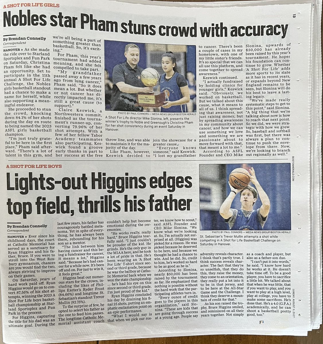 ASFL_Shoot4Cure's tweet photo. Thank you to the Boston Herald for coming out to the 11th annual #ASFLChallenge yesterday! Not only did we hand off the title as The Best Shooter in Massachusetts to two great players and people, but we also raised $50,000 for the MGH Cancer Center @BostonHeraldHS @BConn63 #ASFL
https://t.co/V14wzvGXfn
https://t.co/d83QcVYKmN