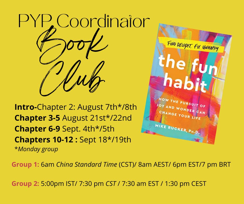 judyimamudeen's tweet photo. 🌟 Excited for our "Early Bird" #PYPCBookClub read! "The Fun Habit" by Mike Rucker, Ph.D., promises to inspire and launch us into an amazing 23-24SY. 📖 Looking forward to our collaboration and transformation as we develop the #FunHabit #BookClubRead 🌱 https://t.co/H5qWsv1cQL