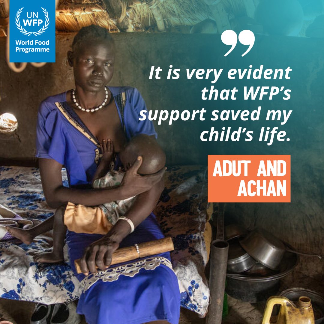Adut's daughter has received specialized nutritious foods from WFP since she was 6-months-old after floods wiped out the family farm and made it difficult for Adut to feed her baby.

WFP supports millions of women and children worldwide with vital nutrition assistance. #WBW2023