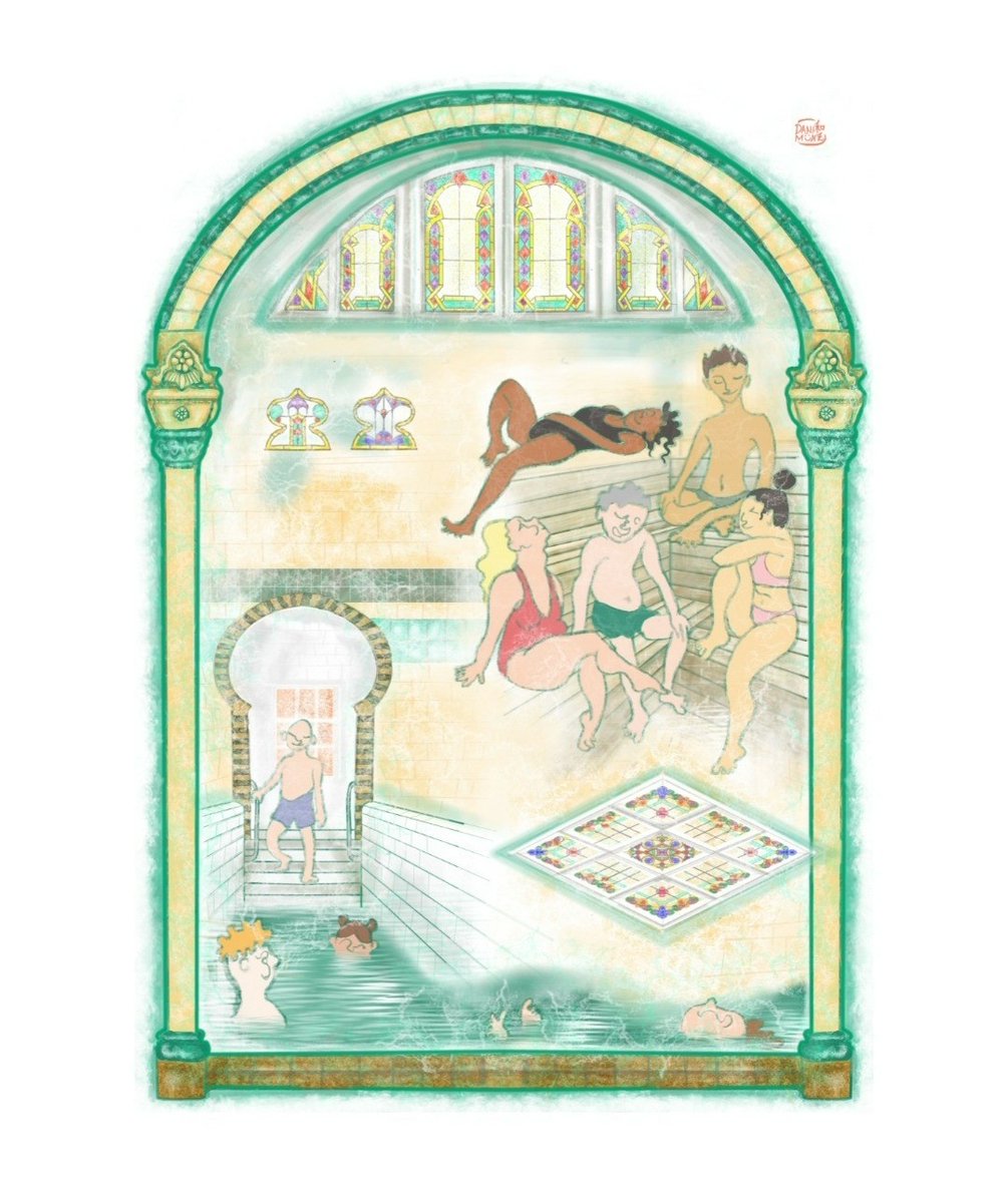 The Historic Quarter #ArtsFestival showcases local artists including @MollyMatcham who took pics of #Carlisle's #TurkishBaths regulars &amp; Daniela Munzel whose work remembers the baths. 
Organised by <a href="/weareintro/">Intro</a> &amp; curated by StArt: tinyurl.com/3exrcwdd