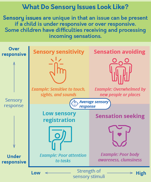 PathwaysOrg's tweet image. Each child reacts to sensory information differently. Sensory issues are very complex because a child&apos;s sensory system could be a mixture of over reactive, under reactive, or actively engaged. #sensoryskills #occupationaltherapy #sensoryintegration #earlyintervention