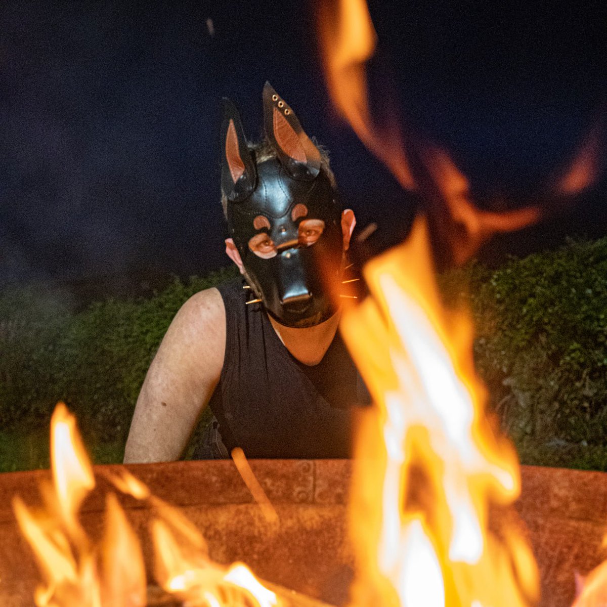 PatchWolf94's tweet photo. Fire dog. Had an amazing weekend with @Puppy_Nux @PupJacko @Trixwithatwix @Lycus_Terrarum @SPYDERDOGG 
Such good vibes and an amazing host. @Puppy_Nux thank you for the hospitality xx https://t.co/vosXOKfbS8