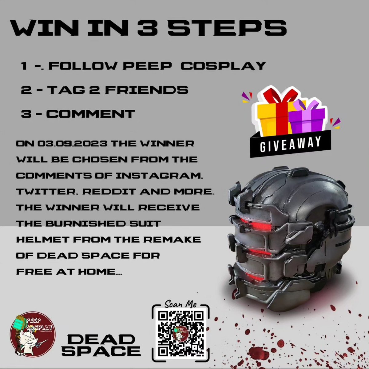 CosplayPeep's tweet photo. Win a Dead Space Remake Burnished Helmet for free by participating in our giveaway. Follow me, comment by tagging two friends, and if you want to be counted twice, retweet. @MotiveStudio @deadspace @RuleTimeSpace @mrpyo1 @EAFrance @RinoTheBouncer #deadspace #Giveaway #gaming https://t.co/pJkRGujesp