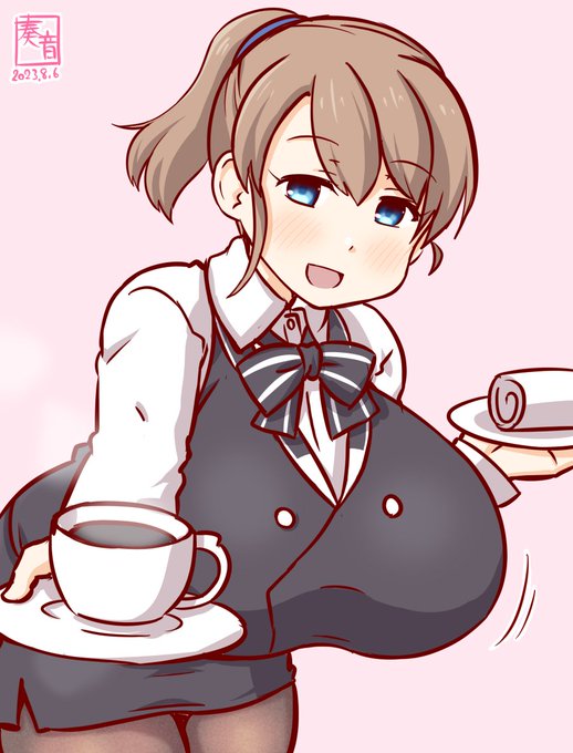 「飲み物はcoffeeでいい? はい、熱いよ」

#艦これ版真剣お絵描き60分一本勝負_20230806
#イントレピッド 