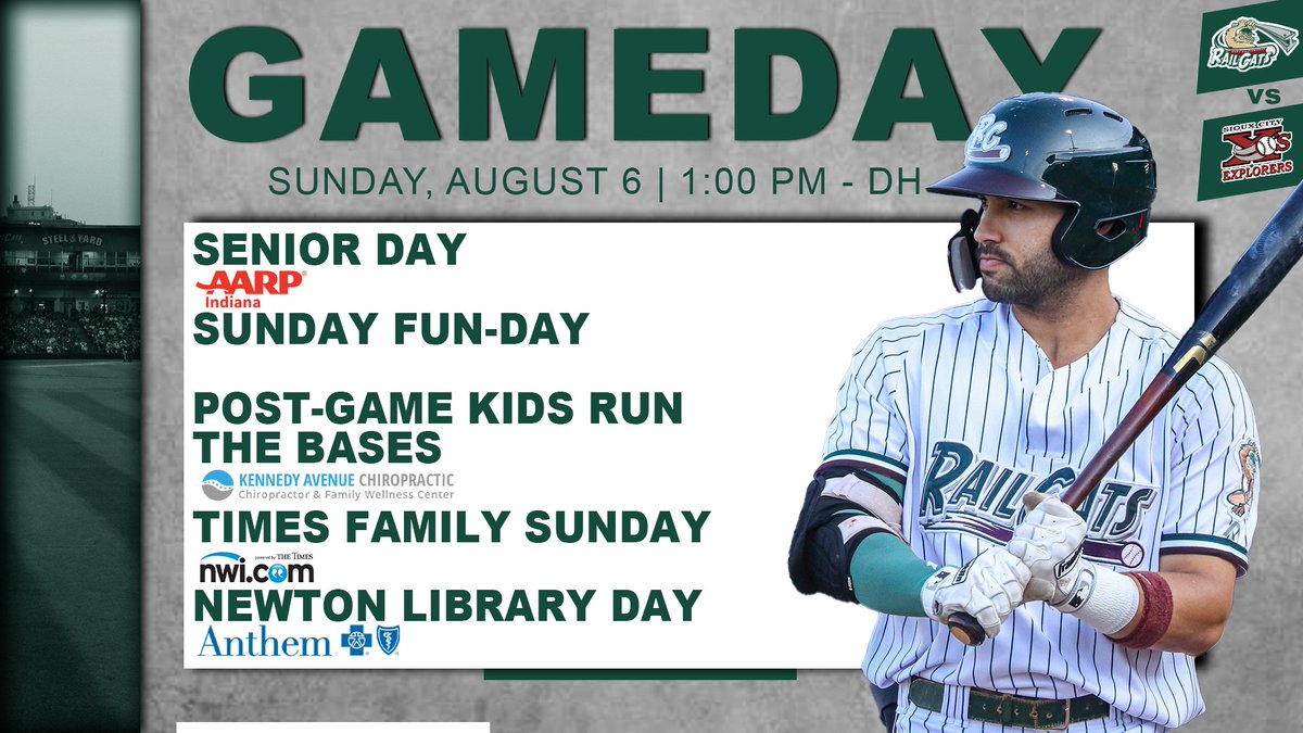railcats's tweet photo. It’s Senior Day in the ballpark sponsored by AARP! Come watch the Railcats last games of this home stand!
🆚: Sioux City Explorers
🏟: The Steel Yard
⏰: 2:00 PM
📺: https://t.co/Cye9qCKGQT
📻: https://t.co/slqRYszfUZ
🎟: https://t.co/aUxr3P0nP2 https://t.co/KyUTquYxTI