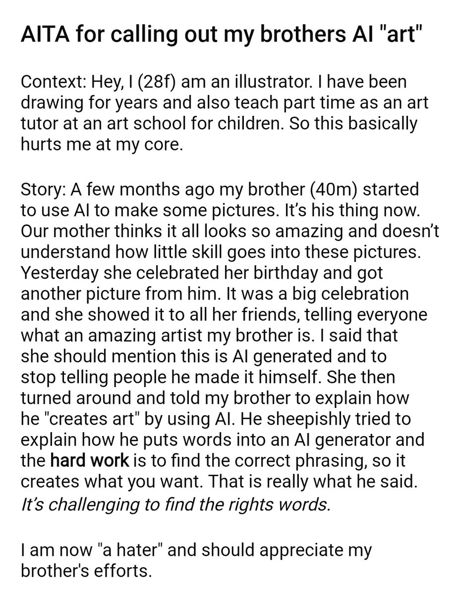 No, it's not art. AI word prompt bastardisations will never be art. It's stolen styles and he literally did not make it.