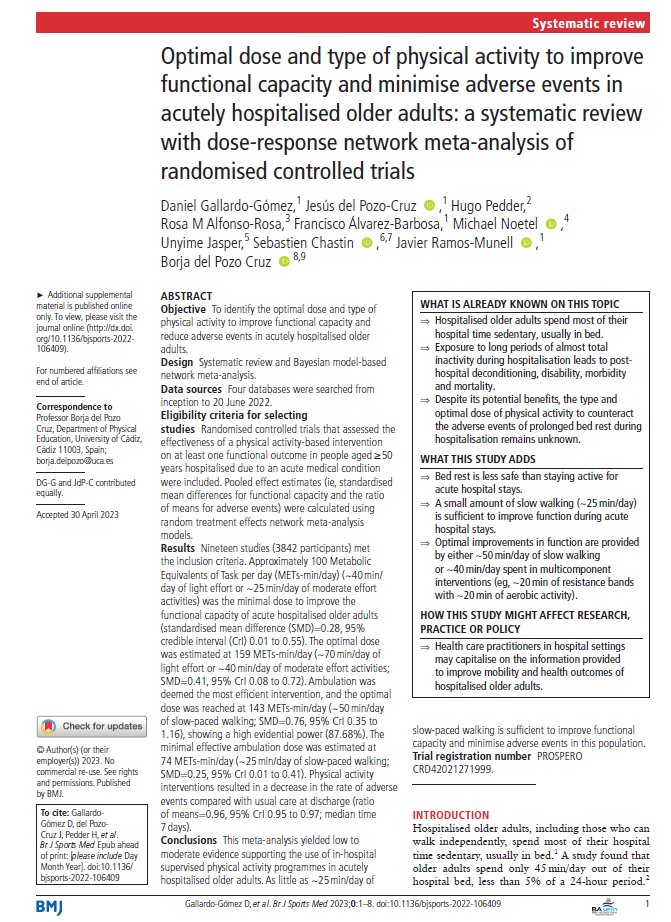 📣 La inactividad física es desastrosa para los adultos mayores que se hospitalizan

🏋‍♀️🚶‍♂️40 minutos de ejercicio multicomponente mejoran de manera óptima la función

bjsm.bmj.com/content/early/…