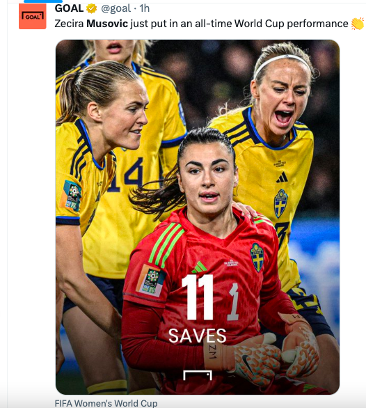 tpercan's tweet photo. Idag blev hon odödlig @ZeciraMusovic . Och hennes hjälteinsats gör mig gråtfärdig. Och den känslan blir bara starkare. 
Ville se på hennes insats om och om igen. #SWEUSA https://t.co/NIQw1Bn8d5