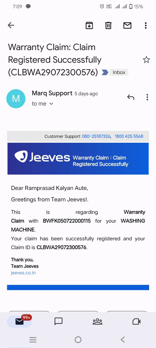 ramaute143's tweet photo. @realmecareIN Can see complaint number daily after call issue complaint number no one is coming or calling for repair or advice.this issue from last 15 months. https://t.co/e2Llbi7wMY