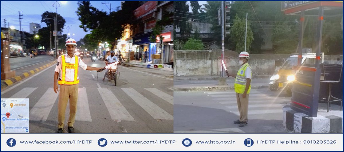 HYDTP's tweet photo. #HYDTPinfo
@HYDTP officers wearing #ReflectiveJackets and using #TrafficBattonLights to regulate traffic during night hours for clear distinctness of #TrafficOfficer.
@AddlCPTrfHyd https://t.co/vMtzssViDz