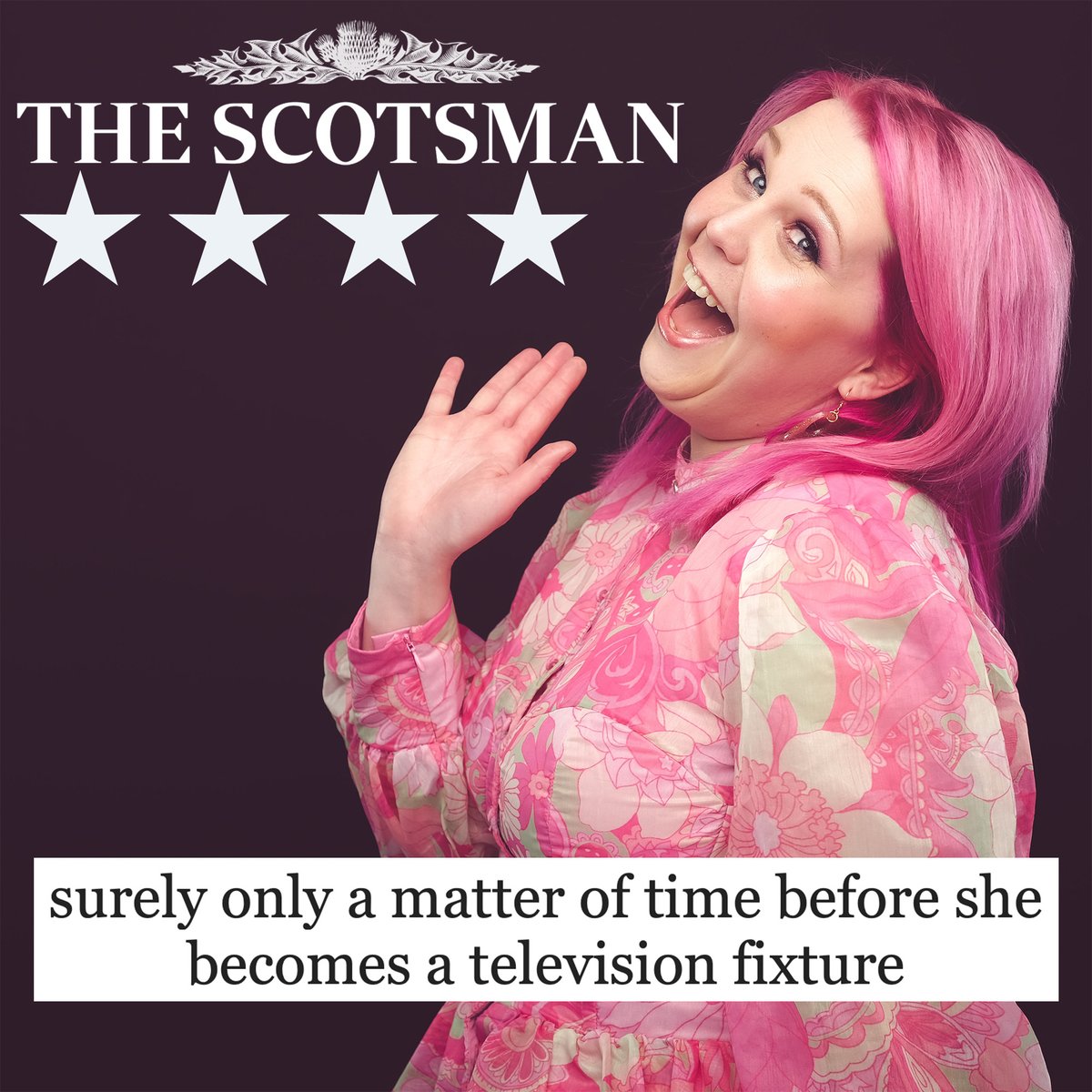 OffTheKerb's tweet photo. Lindsey Santoro: Pink Tinge has a cracking 4 stars from 
@TheScotsman!

"...surely only a matter of time before she comes a television fixture."

2-27th August (not 14th), 6pm
Pleasance Courtyard, Attic
🎟️https://t.co/kViRmdVnXR https://t.co/C01dQ67COp