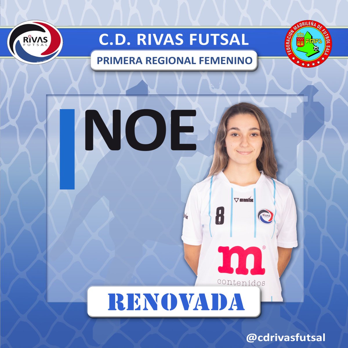 cdrivasfutsalfe's tweet photo. Primera Regional ⚽

 Mas apuesta por juventud, futuro y calidad. Noe da el salto al Primera Regional donde seguirá creciendo como jugadora ayudando al equipo

#Rivas #RivasFutsal #Futsal #FutbolSala #CDRivasFutsal #CDRivasFutsalFe https://t.co/PGOJugjNav